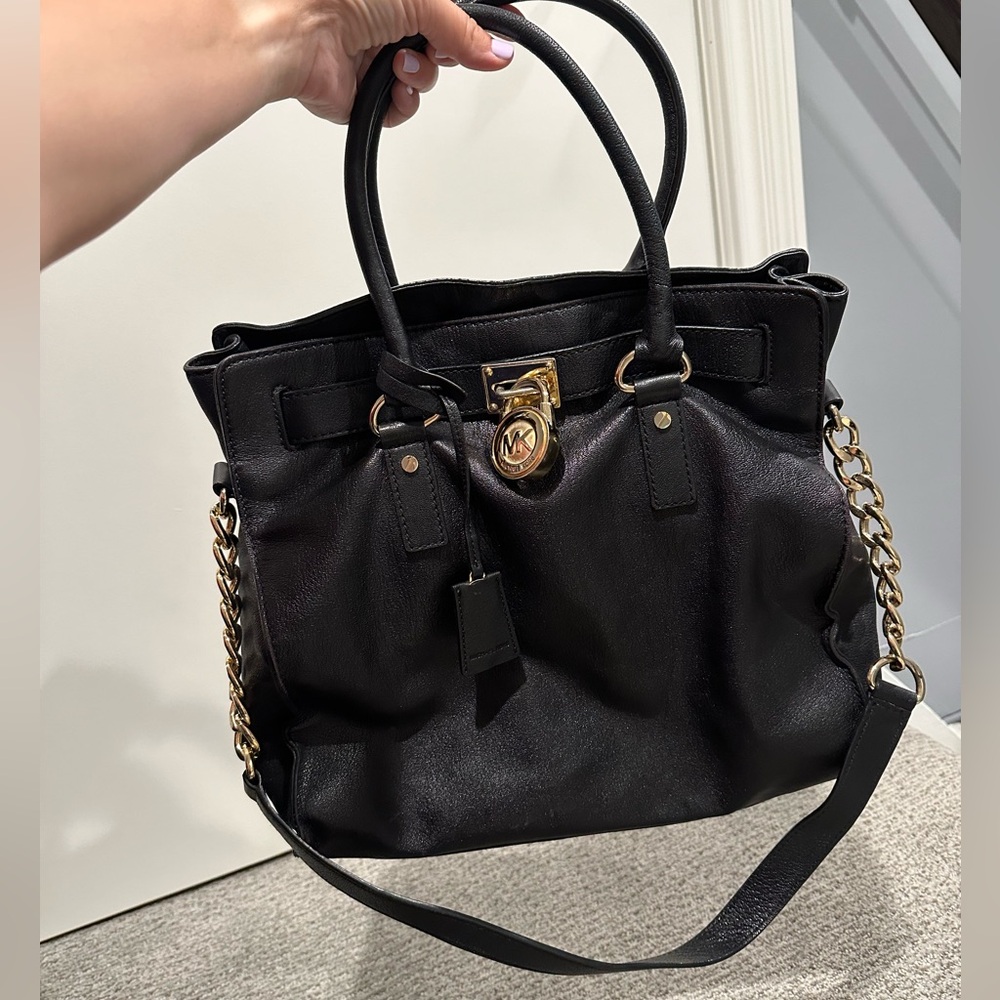 Michael Kors Black Leather Hamilton Purse